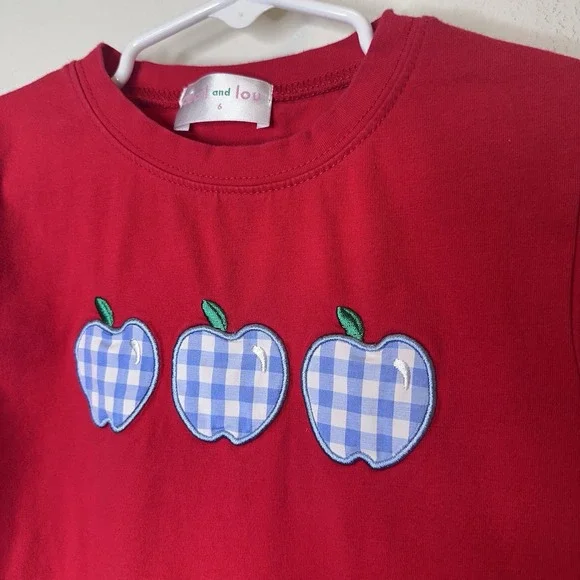 Cecil & Lou Apples School Size 6‎ T Boutique Classy Preppy Red T Shirt - Picture 2 of 3